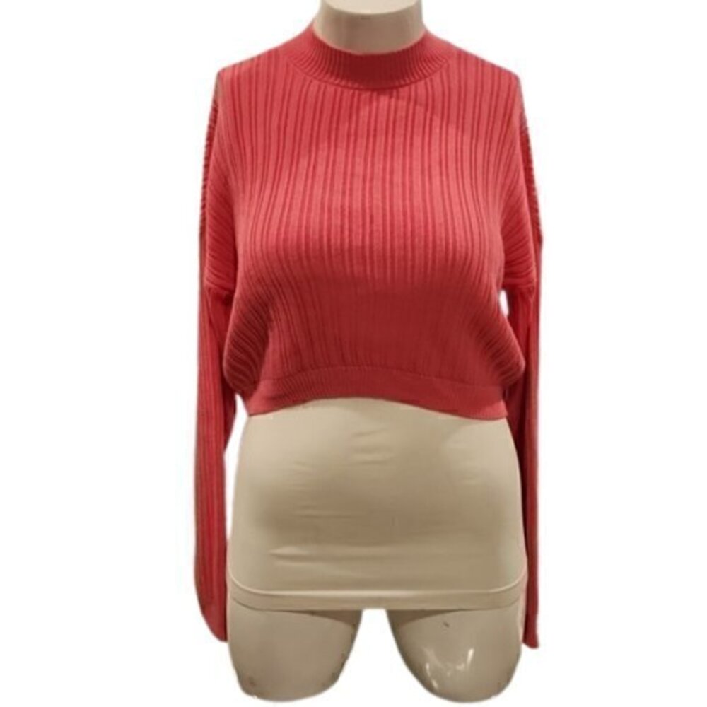 [Hollister] Pink Mock Neck Long Sleeve Crop Top - Size S